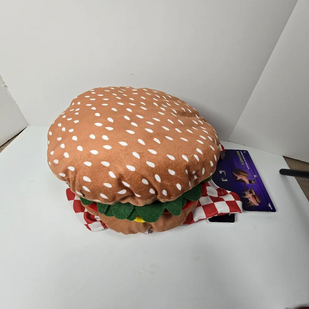 Bootique Dog Hamburger Costume with Red Checkered Pattern Sz S Nwt - Picture 3 of 6